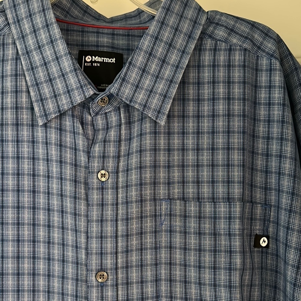 Marmot Eldridge Short-Sleeve Button Up Shirt Arctic Navy Men’s XL Tall - Picture 4 of 10